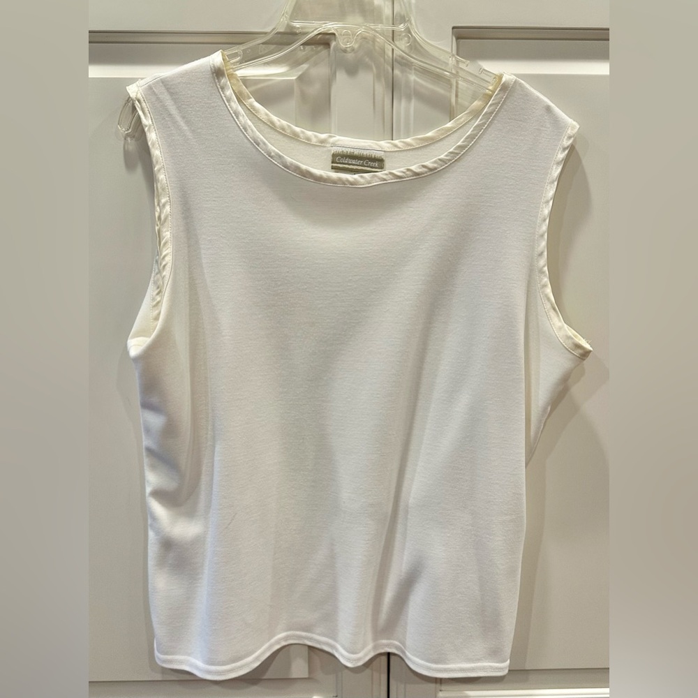 Coldwater Creek Size L Blouse Top Camisole White Sleeveless